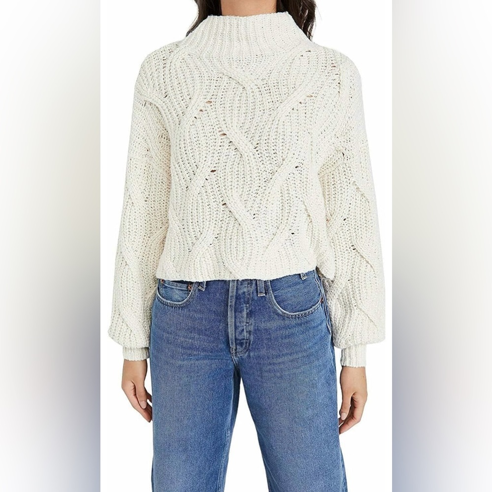 Free People Season’s Change Cable Knit Crop Sweater, Alabaster